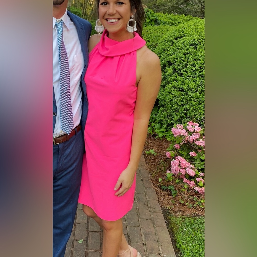cowl neck hot pink dress // worn once - quality thick material